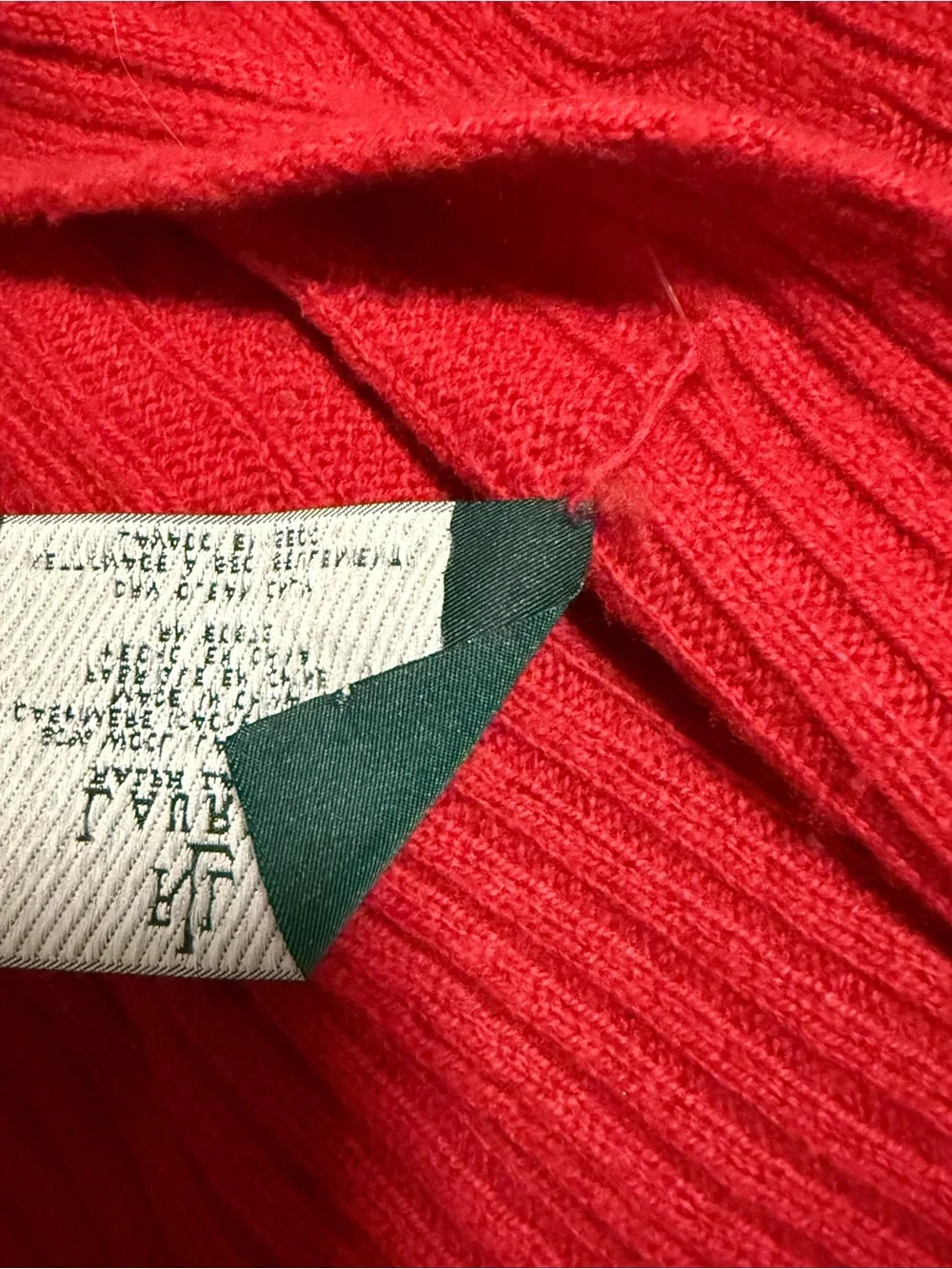 Vintage Lauren Ralph Lauren Red Cable Knit Throw Blanket Wool and Cashmere RLL